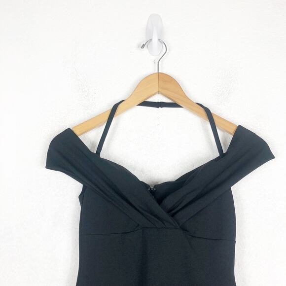 Nookie Athena Off Shoulder Black Midi Dress Size Small NON1722 Cocktail Chic - Picture 4 of 14